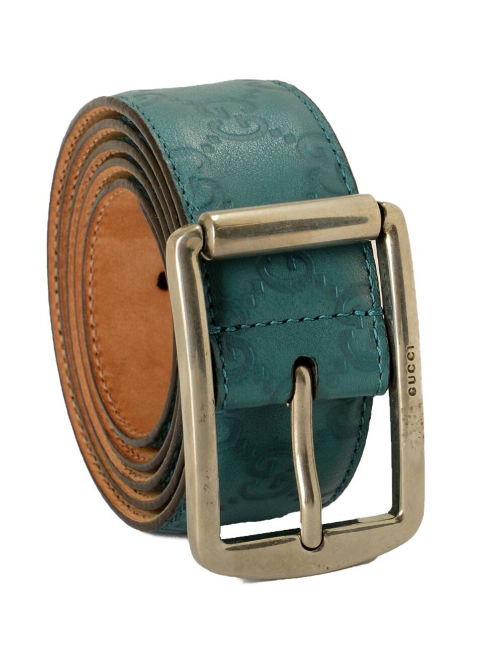 Gucci Teal Blue GG 100% Leather Belt US 42 IT 105